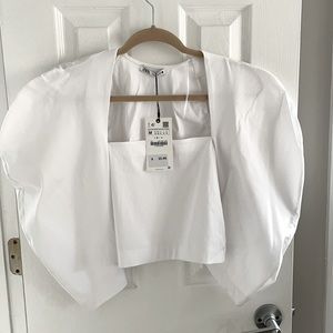 Zara cropped top with big shoulders